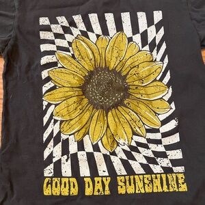 Sunflower Graphic Black Tee for Kids
